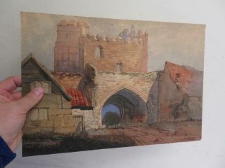 really old PAINTING antique Carmarthen WALES 1857 4