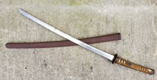 Wwii Japanese Shin Gunto Officers Sword W/ Scabbard Marked Blade