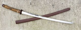 WWII Japanese Shin Gunto Officers Sword w/ Scabbard Marked Blade 2