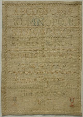 Small Late 19th Century School Sampler By Annie Squire Standard Iii - 1887