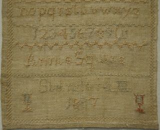 SMALL LATE 19TH CENTURY SCHOOL SAMPLER BY ANNIE SQUIRE STANDARD III - 1887 3