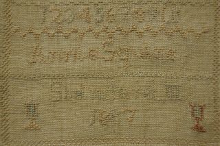 SMALL LATE 19TH CENTURY SCHOOL SAMPLER BY ANNIE SQUIRE STANDARD III - 1887 8