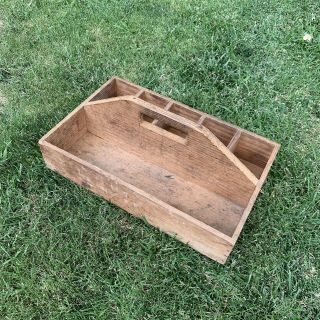 Vintage Antique Wood Carpenters Tool Box Rustic Primitive Carrying Tote Caddy 4