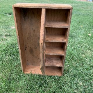 Vintage Antique Wood Carpenters Tool Box Rustic Primitive Carrying Tote Caddy 5