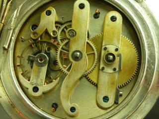 18 size Antique Swiss made spring detent chronometer pocket watch.  Runs.  Keywind 12