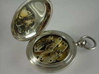 18 size Antique Swiss made spring detent chronometer pocket watch.  Runs.  Keywind 8