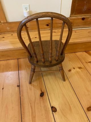 Antique Vintage Old Wooden Child ' s Bentwood Chair Primitive Country Bow Back Oak 5