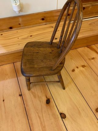 Antique Vintage Old Wooden Child ' s Bentwood Chair Primitive Country Bow Back Oak 6