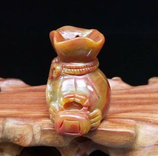 Chinese Natural Hetian Jade Hand - Carved Statue Moneybag Crab Exquisite Pendant