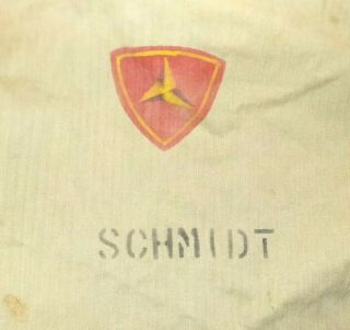 Ww 2 Usmc Hbt Shirt Hand Painted 3rd Marine Corp Division Named Schmidt Rare