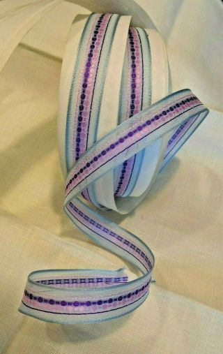 Orig.  Bolt 5/8 " French Wired Sheer Organdy Ribbon - Embroidered Dots - 20,  Yds