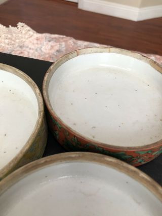 Antique Straits Chinese Nyonyaware Polychrome Floral Stacking Bowls Boxes 6