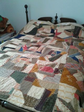 Antique Crazy Quilt Dated And Made By Sas In 1899