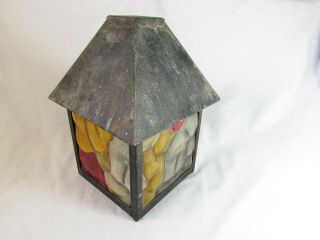 Vintage Peter Marsh Style Colourful Bubble Glass Hanging Porch Lantern Light Old