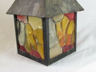 Vintage Peter Marsh Style Colourful Bubble Glass Hanging Porch Lantern Light Old 3