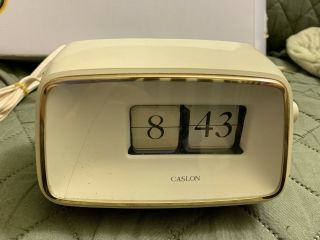 Vintage Mid Century Caslon Flip Clock Model 201 Snow White