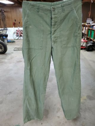Vtg Us Army Military Pant Trouser Og 107 Sateen Fatigue Type 1 Lg 34x35 32x32