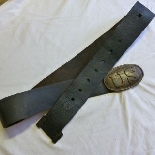Civil War Enlisted Belt Plate,  Belt And Keeper