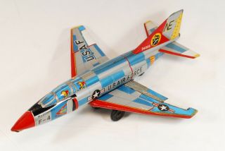 Usaf Fighter F - 4 Vintage Japanese Friction Tin Toy Masudaya Made In Japan 37cm