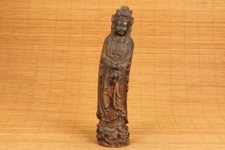 Chinese Old Sandal Wood Hand Carved Buddha Kwan - Yin Statue Figure Collectable