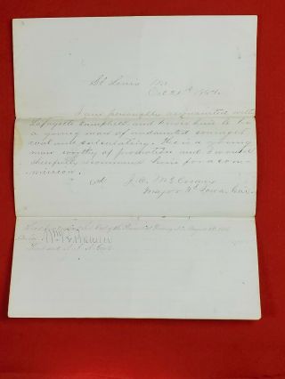Letter For Soldier Commission 3rd Iowa Cavalry 1864