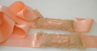 Rare Exquisite Vintage Handmade Lingerie Silk Ribbon Wraps W/ Lace Tt406