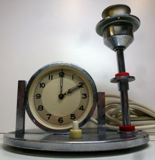 Vintage Chrome Art Deco Desk Lamp Clock / Bedside (Goblin Style) 2