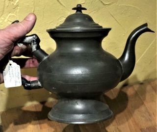 Antique American Pewter Teapot,  Palethorp & Connell,  Phila. ,  Pa. ,  C.  1820