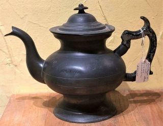 ANTIQUE AMERICAN PEWTER TEAPOT,  Palethorp & Connell,  Phila. ,  PA. ,  c.  1820 4