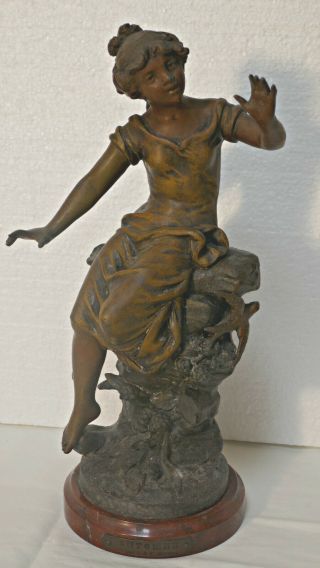 Spelter Figurine L.  F.  Moreau,  19th Century