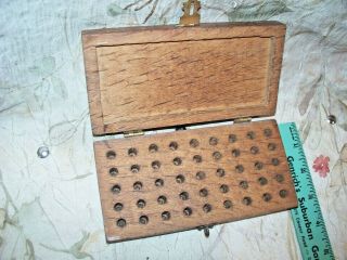 Antique Wooden Cartridge? Box - Fascinating Wood Grain - Brass Hinges - - Neat