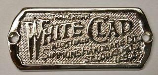 Cast Polished Nickel White Clad Ice Box Name Plate Nameplate Refrigerator Ant.
