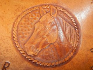 VTG FRED HARVEY HAND FINISHED,  CRAFTED STEERHIDE STOOL,  CHAIR,  HORSE DESIGN 7