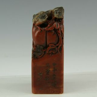 Chinese Exquisite Hand - Carved Squirrel Carving Shoushan Stone Seal