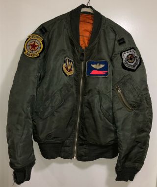 Named Usaf Fighter Pilot Vietnam War Era L2b Flight Jacket Large With F4 Patches