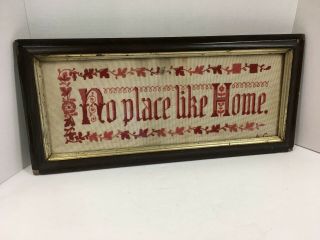 Antique Victorian No Place Like Home Cross Stitch Needlepoint Punched Paper