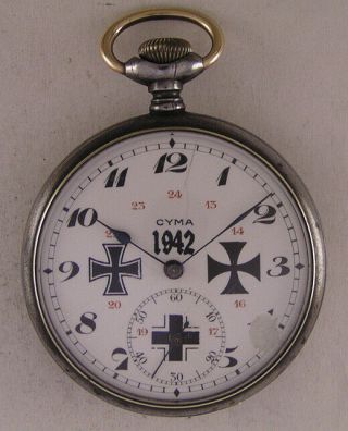 Military Ww2 Years Swiss Cyma Pocket Watch A,  A,