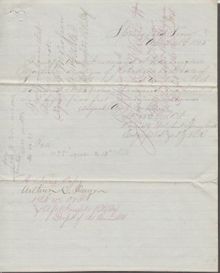 Civil War Document,  Purchase Of Lumber For Rr Springfield Tn April 28 65 Usct