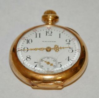 1902 14k Yellow Gold Roy Case Waltham Size 0 15j Pocketwatch