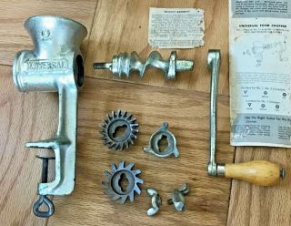 Vtg Food Chopper Cast Iron W/box Universal Usa Hand Crank Meat Grinder