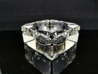 Vintage Mid Century Modern Clear Glass Block Cube Square Ashtray Chopstick Tray