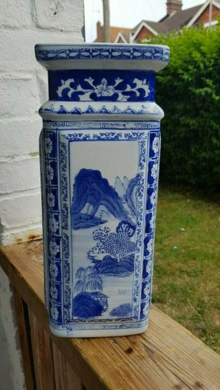 Vintage Large Blue And White Chinese Porcelain Vase