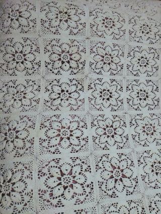 Gorgeous Antique Crochet Lace Bedspread 101 " By 93 "