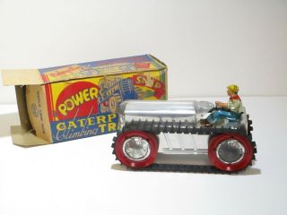 Vintage Tin Power Caterpillar Tractor Farmer Wind - Up Toy Marx Boxed