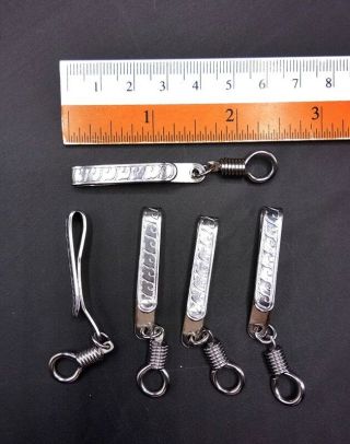 5 Amulet Clips Lai Thai Stainless Steel Display Chain Pocket Hang