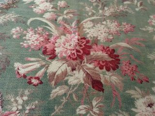 Lovely Antique French floral fabric cotton cretonne upholstery c.  1890 home 2