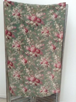Lovely Antique French floral fabric cotton cretonne upholstery c.  1890 home 4