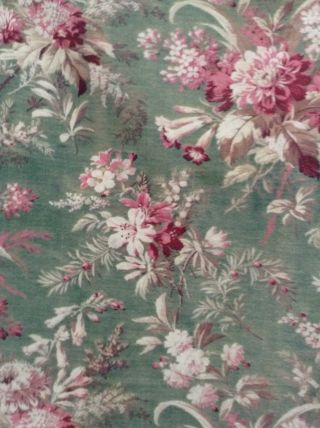 Lovely Antique French floral fabric cotton cretonne upholstery c.  1890 home 5