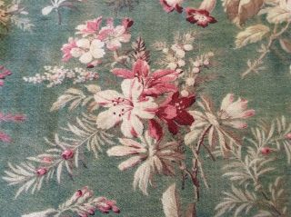 Lovely Antique French floral fabric cotton cretonne upholstery c.  1890 home 6