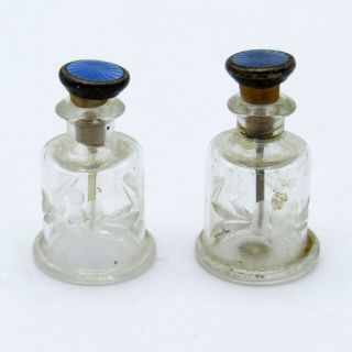 Antique Miniature Sterling And Enamel Perfumes,  Tiny And Rare